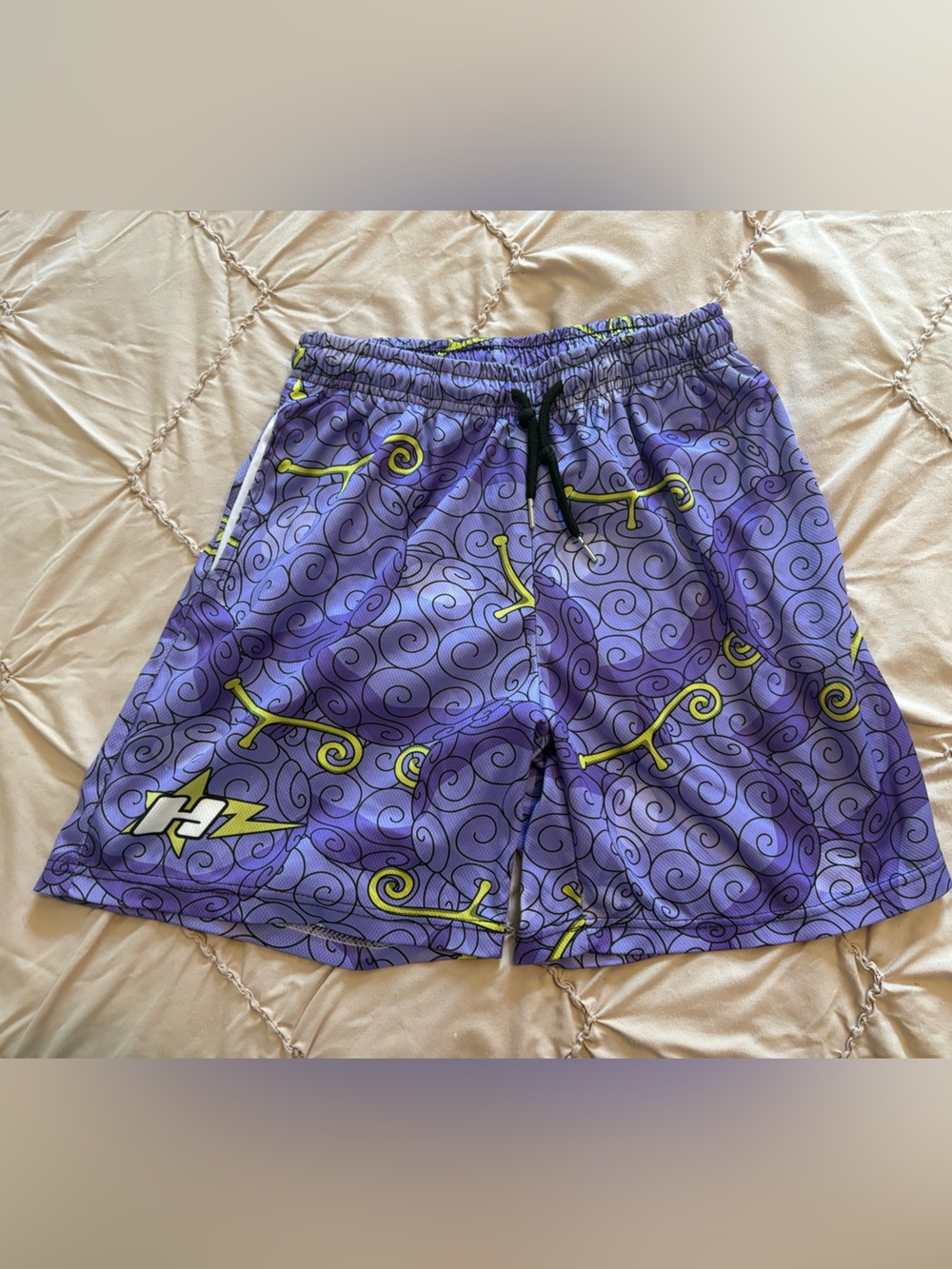 Purple Graphic Swim/Active Shorts with Drawstring